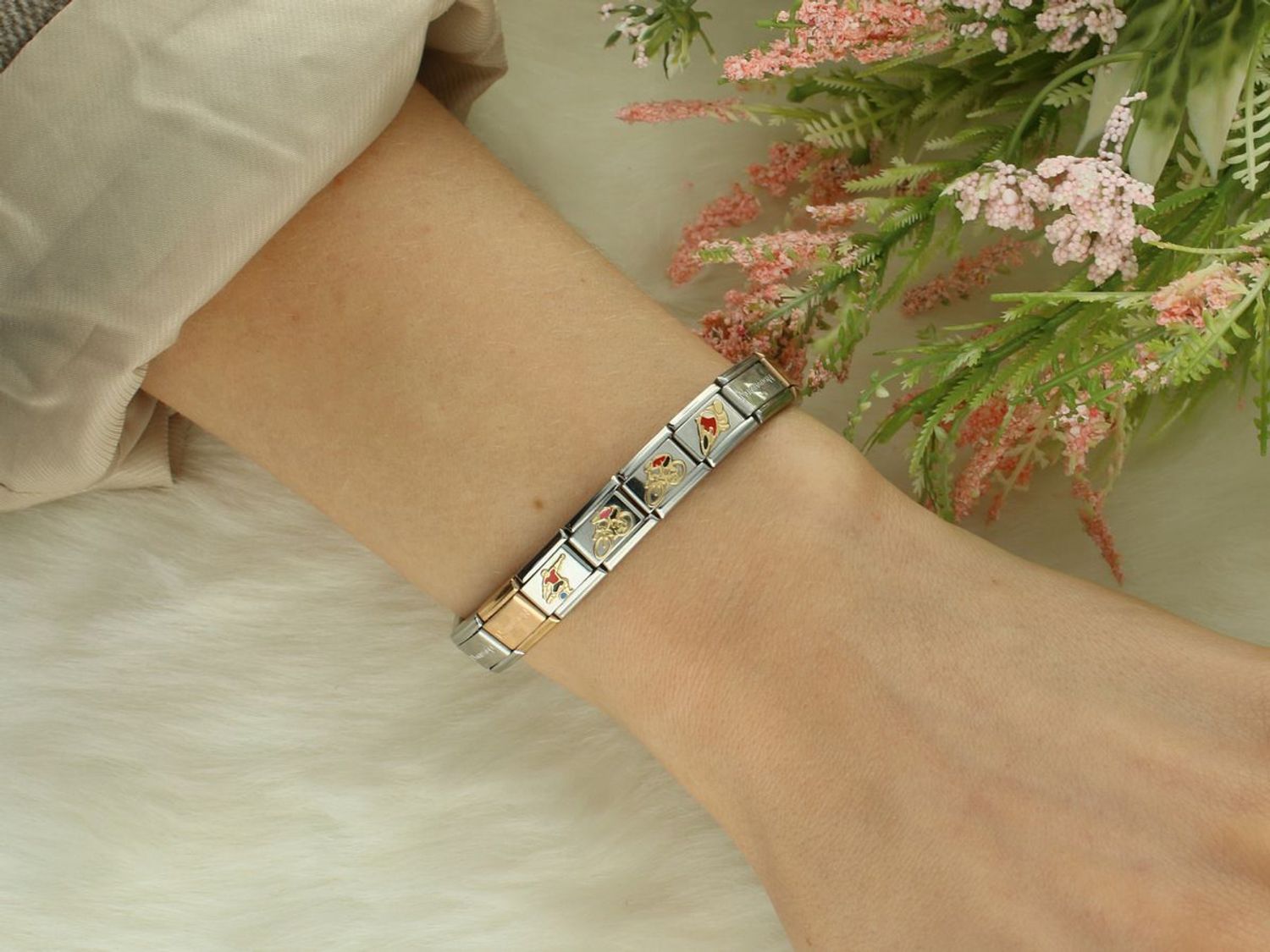 Zawieszka Nomination Link 925 zawieszka złoto 'Rowerzysta w różowej koszulce' 030259 12.jpg